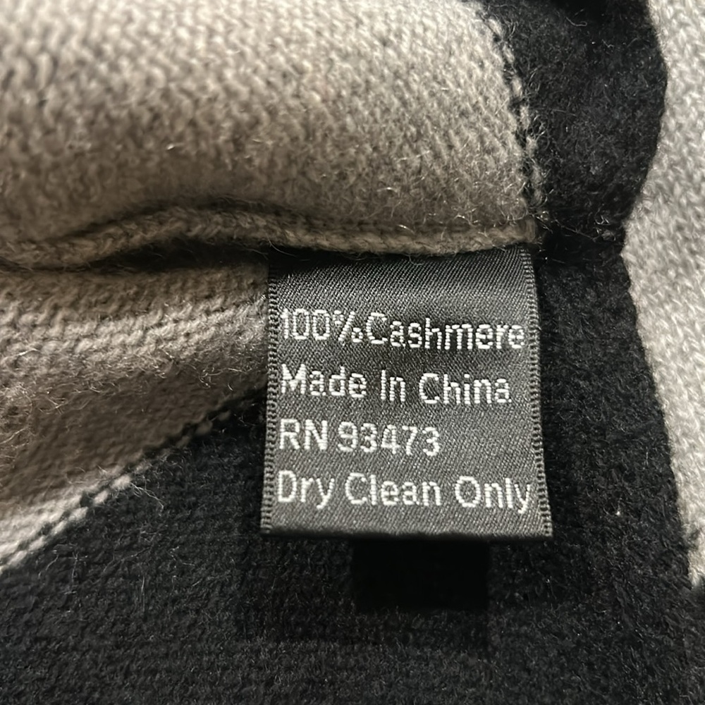 Pure Amici 100% Cashmere Striped Sweater Pullover Soft Gray & Black Small - Picture 6 of 6